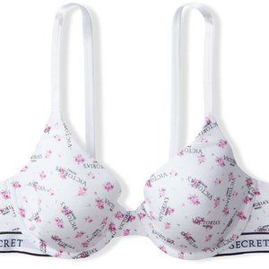 💐NWT💐 VICTORIA SECRET LIGHTLY LINED FULL COVERAGE FLORAL LOGO BRA 38C Roses